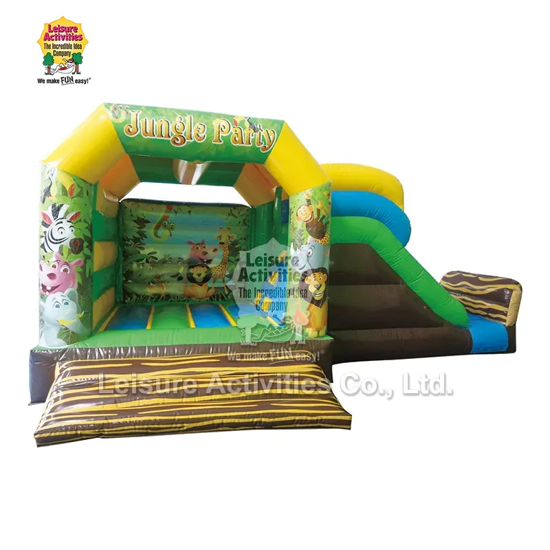 Maliit na Inflatable Multiplay Bouncy Castles Jungle party na may Slide