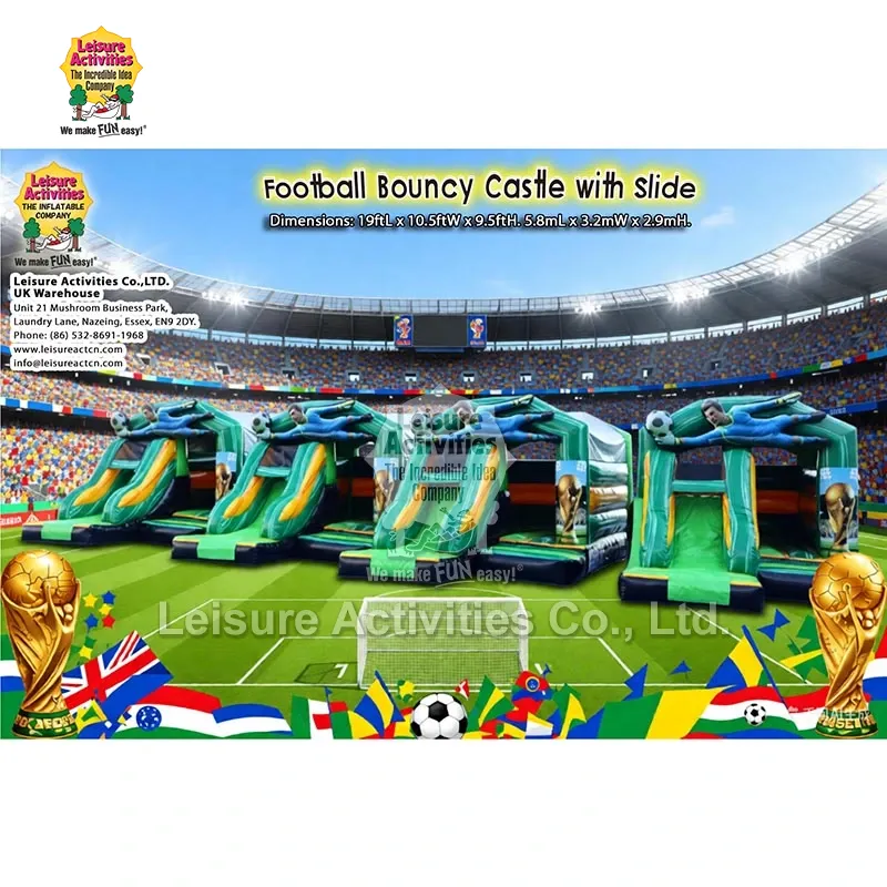 Maliit na Inflatable Multiplay Football Bouncy Castle na may Slide