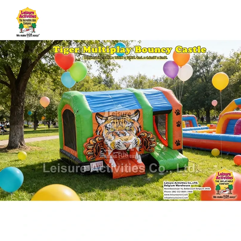 Karaniwang Inflatable Multiplay Tiger Bouncy Castle